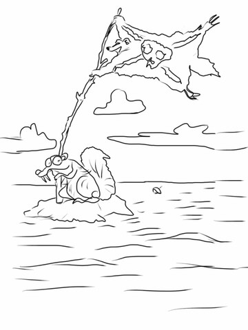 Scrat Is Trying To Find His Acorn Again! Coloring Page